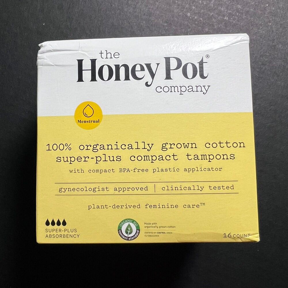 The Honey Pot Organic Cotton Cover Non-Herbal Heavy Flow Daytime Pads 16 Count